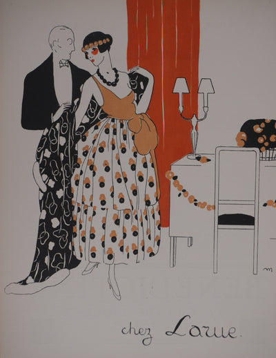 Ecole XXème : Chez Larue, Le dîner, Lithographie signée