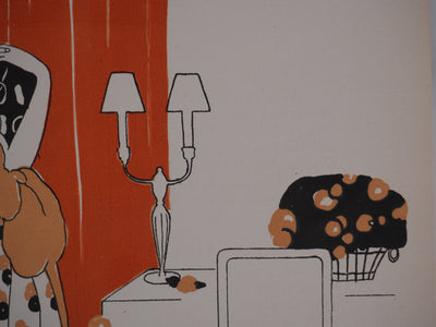 Ecole XXème : Chez Larue, Le dîner, Lithographie signée