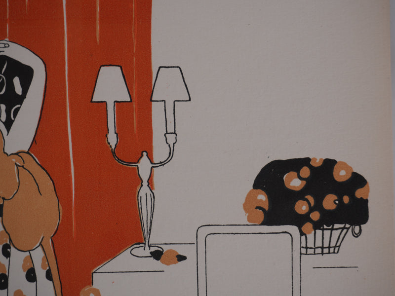 Ecole XXème : Chez Larue, Le dîner, Lithographie signée