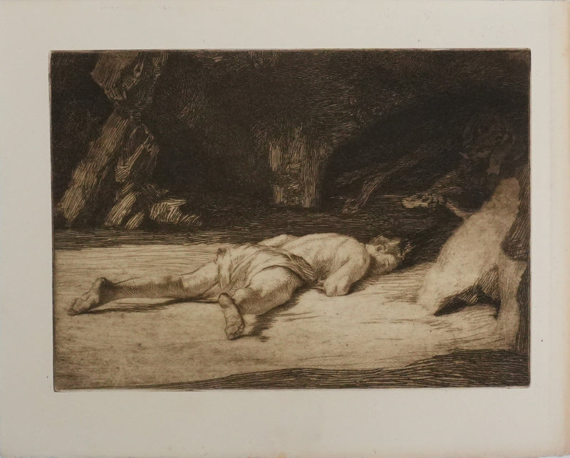 Marcel ROUX : Echoué sur la plage, Gravure originale