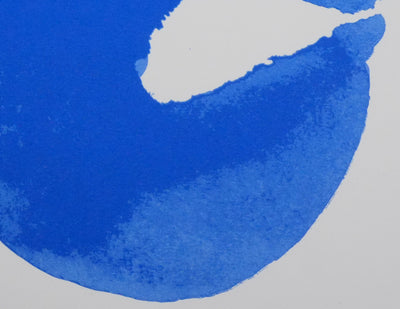 Roswita DOERIG : Formes abstraites noires et bleues, Sérigraphie originale signée