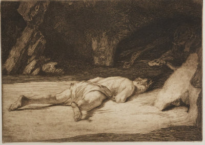 Marcel ROUX : Echoué sur la plage, Gravure originale