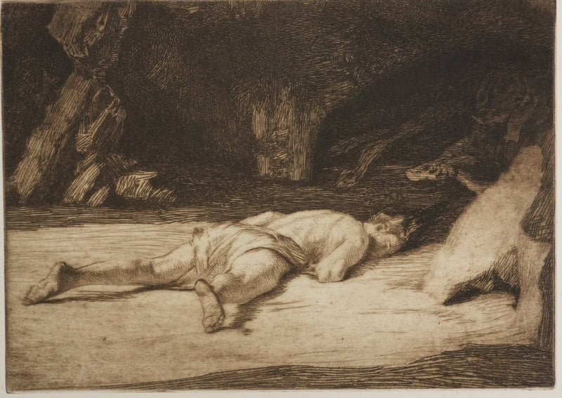 Marcel ROUX : Echoué sur la plage, Gravure originale