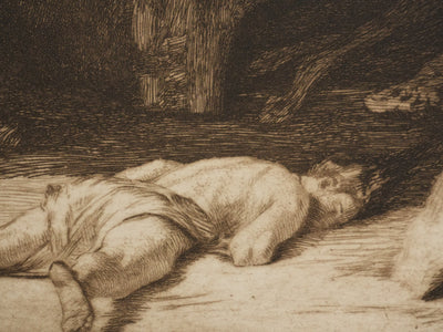 Marcel ROUX : Echoué sur la plage, Gravure originale