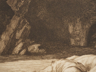 Marcel ROUX : Echoué sur la plage, Gravure originale