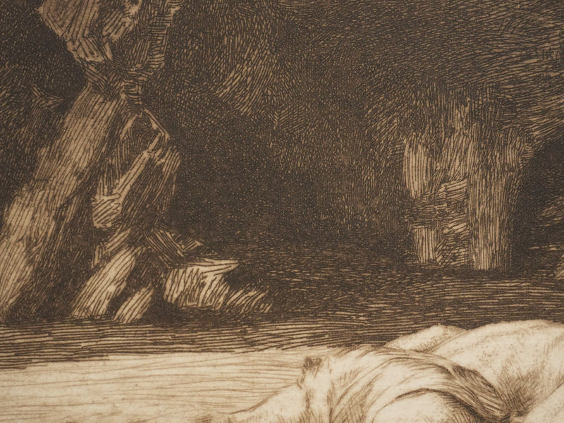 Marcel ROUX : Echoué sur la plage, Gravure originale