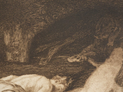 Marcel ROUX : Echoué sur la plage, Gravure originale
