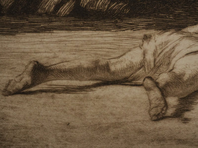 Marcel ROUX : Echoué sur la plage, Gravure originale