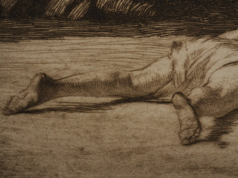 Marcel ROUX : Echoué sur la plage, Gravure originale