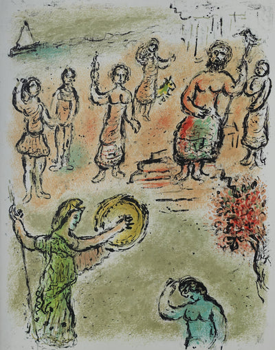 Marc CHAGALL : Le rassemblement des dieux, Lithographie originale (vue générale) - Crédit photo : Galerie Art.Paris