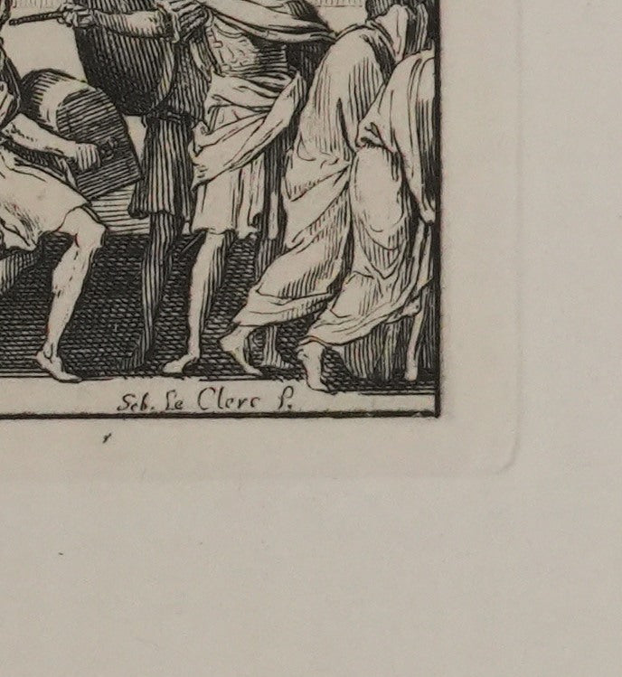 Jacques Sébastien LE CLERC : Procession romaine, Gravure originale signée