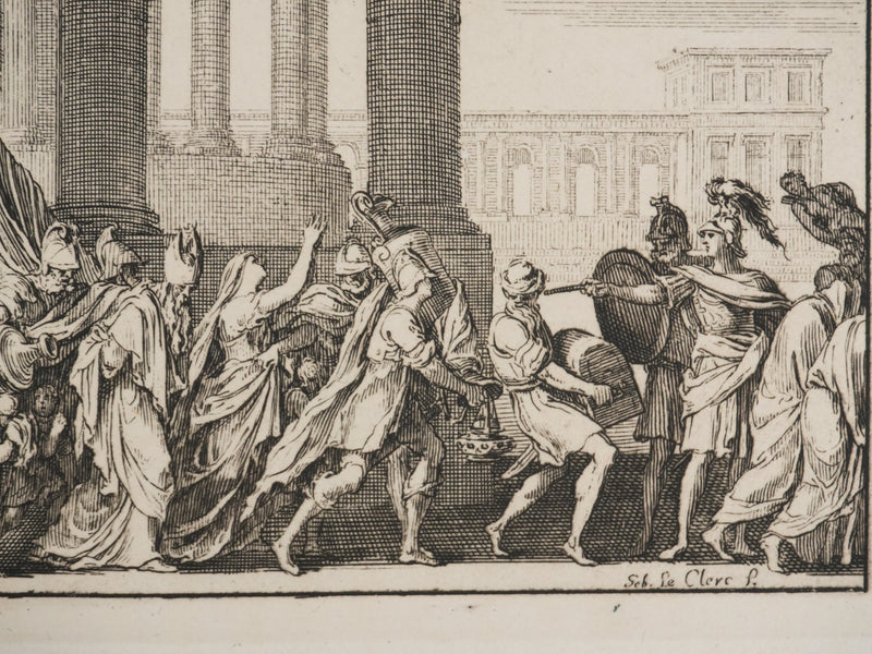 Jacques Sébastien LE CLERC : Procession romaine, Gravure originale signée