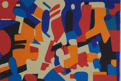 Roland BIERGE : Célébration, Composition abstraite, Lithographie originale signée