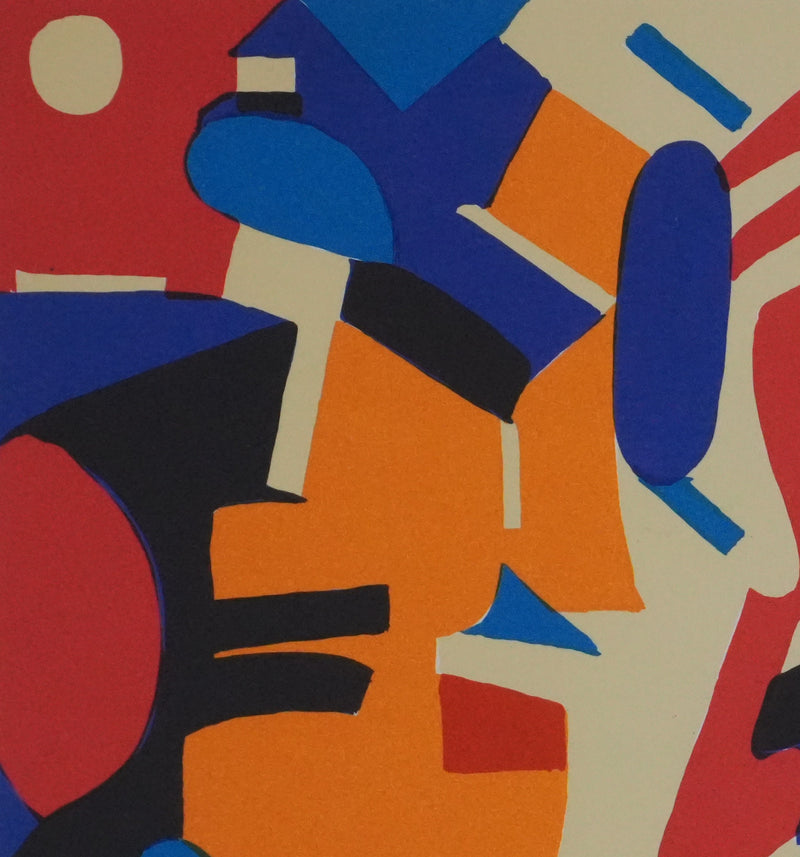 Roland BIERGE : Célébration, Composition abstraite, Lithographie originale signée