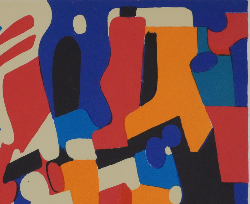 Roland BIERGE : Célébration, Composition abstraite, Lithographie originale signée