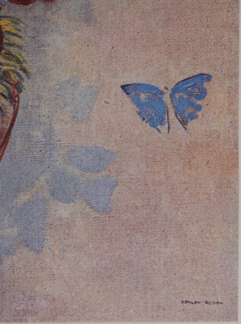 Odilon REDON : Fleurs et papillon, Héliogravure signée