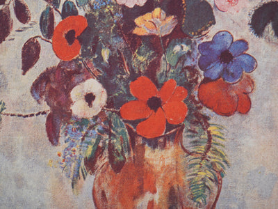 Odilon REDON : Fleurs et papillon, Héliogravure signée