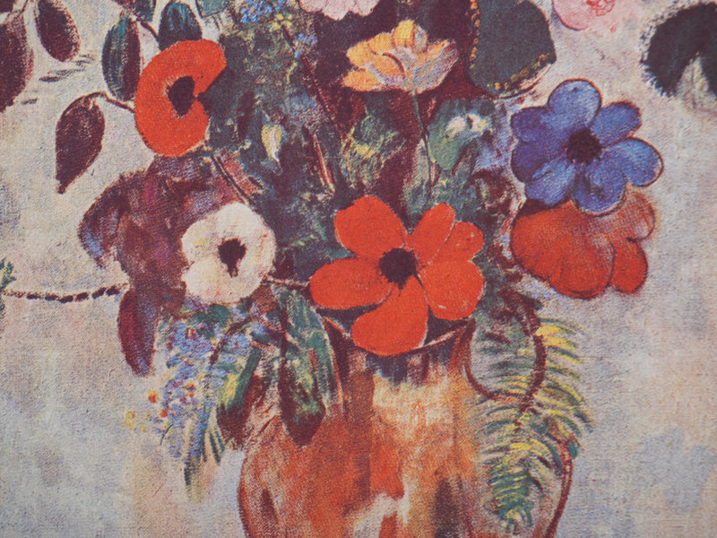 Odilon REDON : Fleurs et papillon, Héliogravure signée