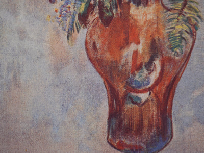 Odilon REDON : Fleurs et papillon, Héliogravure signée