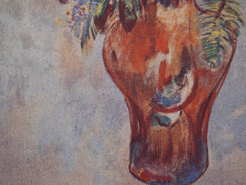 Odilon REDON : Fleurs et papillon, Héliogravure signée