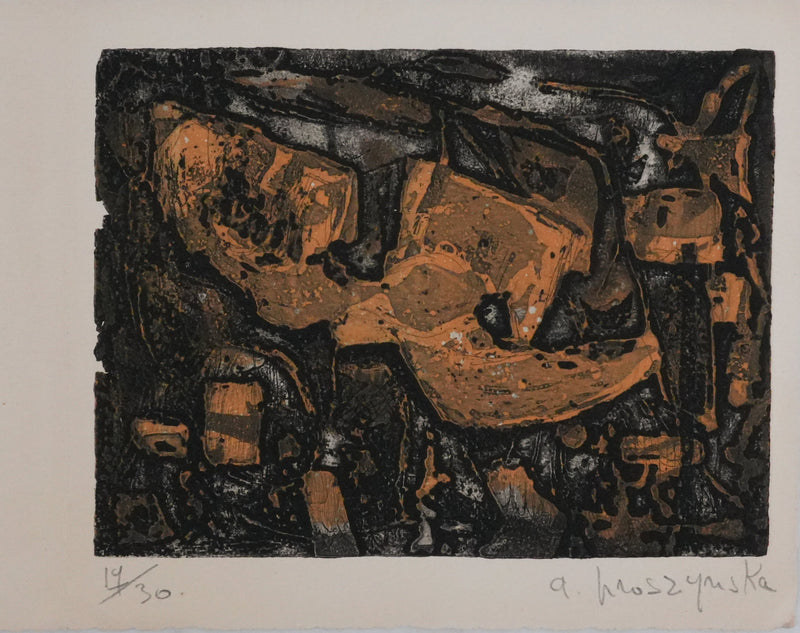 Annie PROSZYNSKA : Nu abstrait, Lithographie originale signée