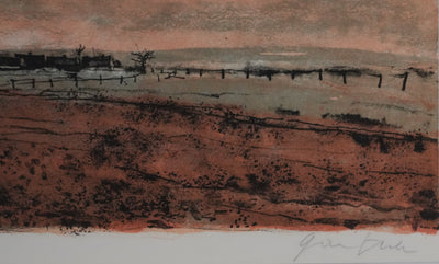 Bernard GANTNER : Les champs au bord du village, Lithographie originale signée