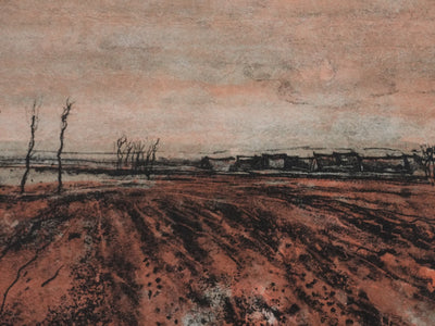 Bernard GANTNER : Les champs au bord du village, Lithographie originale signée