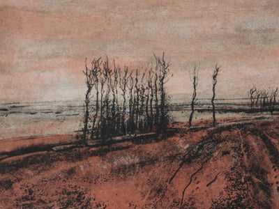 Bernard GANTNER : Les champs au bord du village, Lithographie originale signée