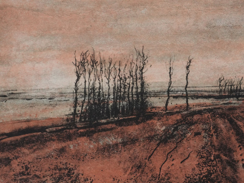 Bernard GANTNER : Les champs au bord du village, Lithographie originale signée