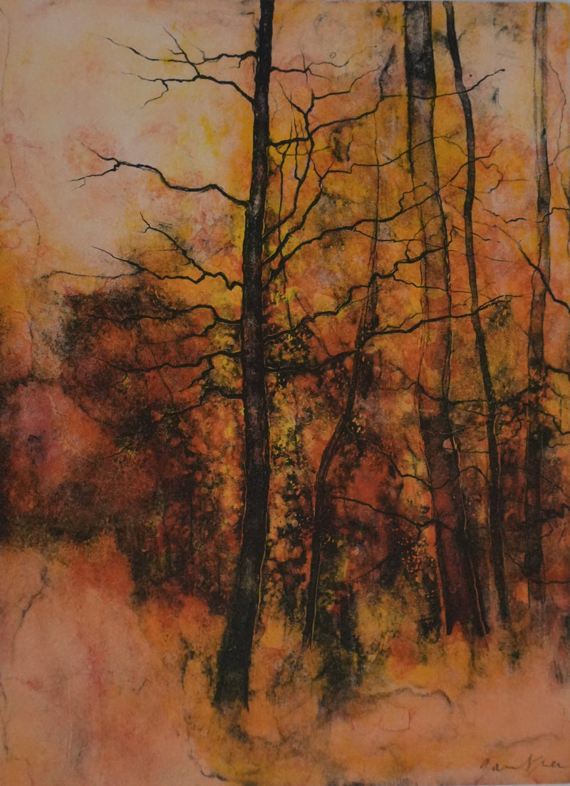 Bernard GANTNER : Forêt automnale, Lithographie originale signée