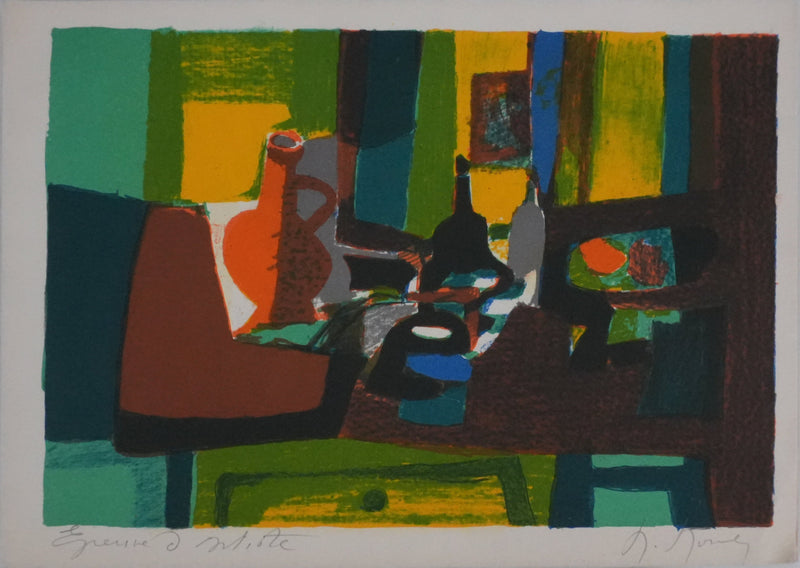 Marcel MOULY : Nature morte au vase, Lithographie originale signée