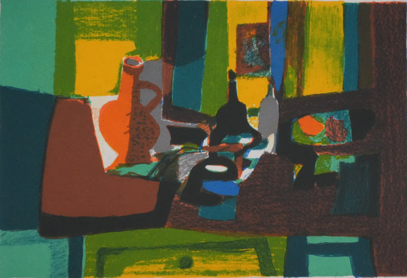 Marcel MOULY : Nature morte au vase, Lithographie originale signée