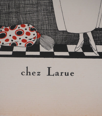 Ecole XXème : Larue, Vue sur le jardin, Lithographie