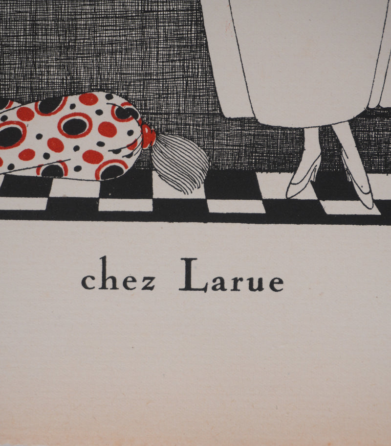 Ecole XXème : Larue, Vue sur le jardin, Lithographie