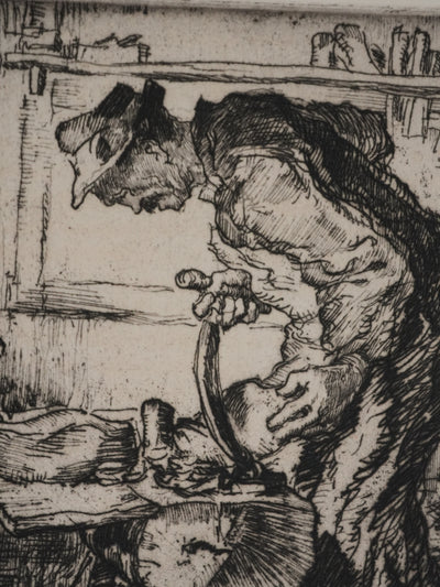 Georges GOBO : Le sabotier, Gravure originale signée