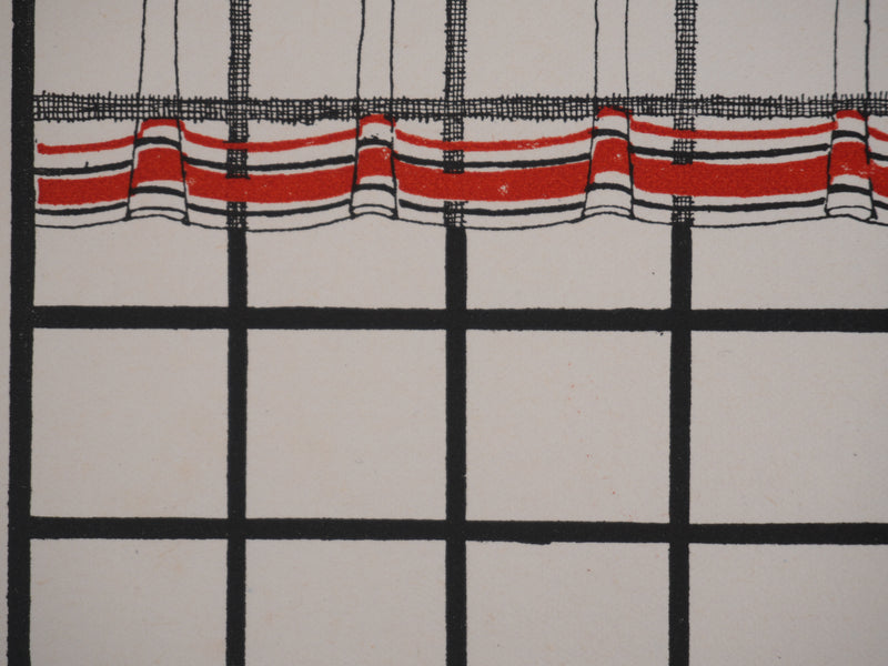 Ecole XXème : Larue, Vue sur le jardin, Lithographie