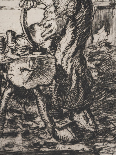 Georges GOBO : Le sabotier, Gravure originale signée