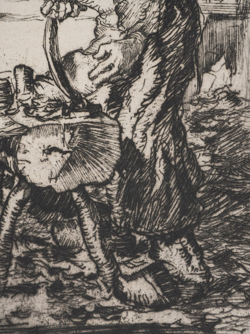 Georges GOBO : Le sabotier, Gravure originale signée