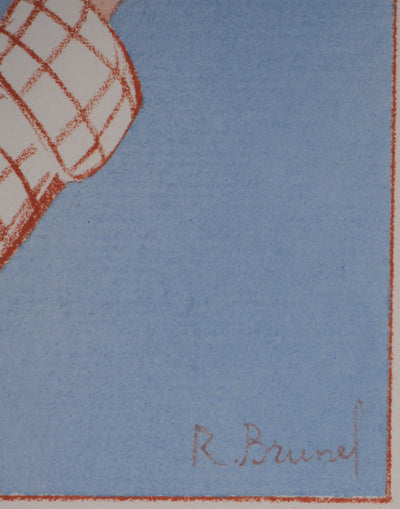 R. BRUNEL : Klaus, Petite fille au chocolat, Lithographie