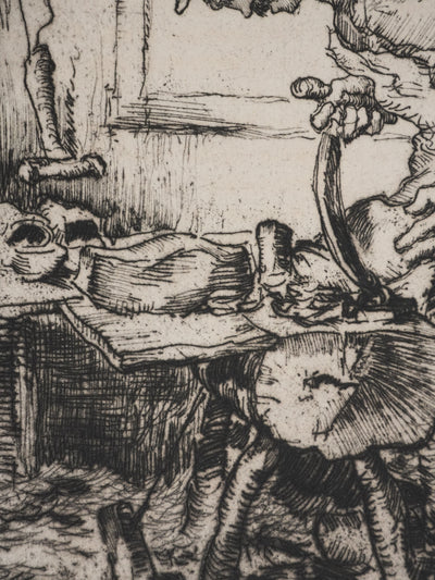 Georges GOBO : Le sabotier, Gravure originale signée