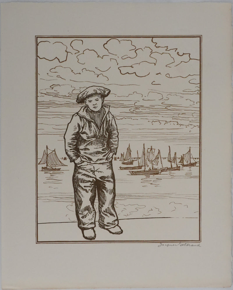 Jacques BELTRAND : Le petit mousse, Gravure originale signée