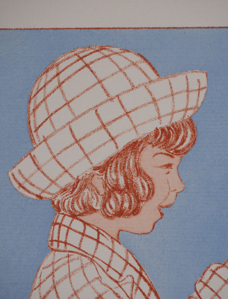 R. BRUNEL : Klaus, Petite fille au chocolat, Lithographie
