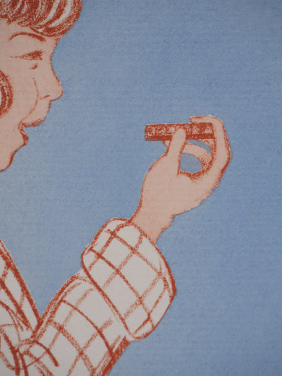 R. BRUNEL : Klaus, Petite fille au chocolat, Lithographie