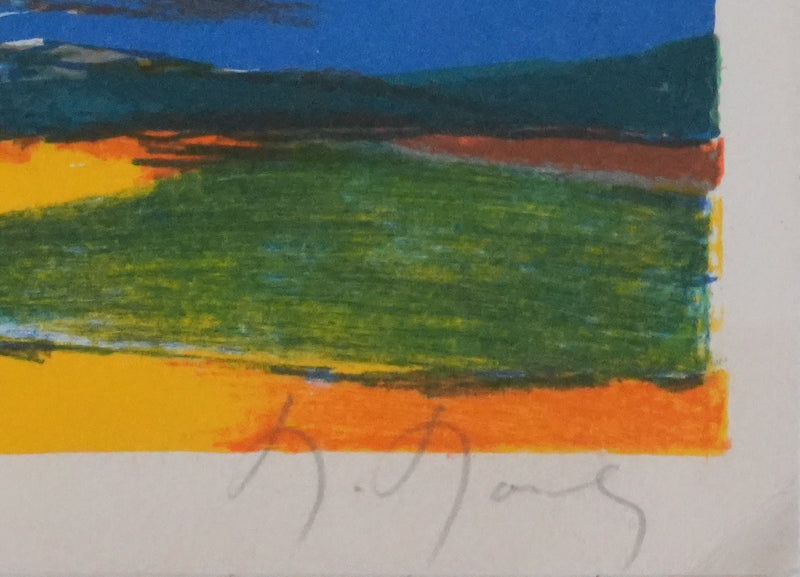 Marcel MOULY : Champs au coucher de soleil (E.A.), Lithographie originale signée