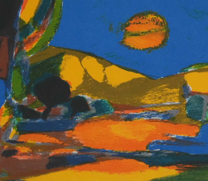 Marcel MOULY : Champs au coucher de soleil, Lithographie originale signée