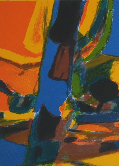 Marcel MOULY : Champs au coucher de soleil, Lithographie originale signée