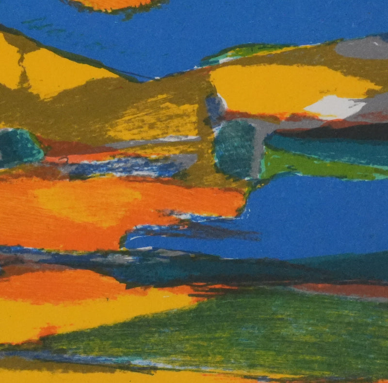 Marcel MOULY : Champs au coucher de soleil, Lithographie originale signée