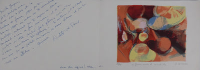 Arlette LE MORE : Nature morte aux fruits, Lithographie originale signée