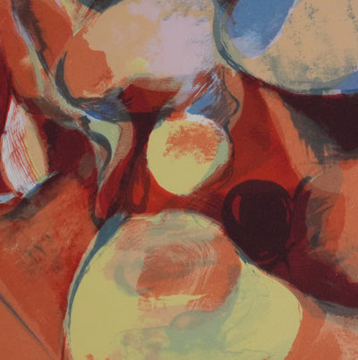 Arlette LE MORE : Nature morte aux fruits, Lithographie originale signée