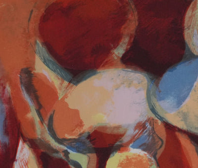 Arlette LE MORE : Nature morte aux fruits, Lithographie originale signée